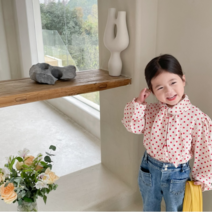 여아 아동 복고풍스타일 땡땡 블라우스 데일리룩 유아 블라우스