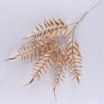 조화 인조 꽃 팜파스 억새 다발 깃털 타조털 꽂이 인테리어 갈대 나무 가지 재료 대형 겨울 생화같은 인공 식물 잎 크리스마스 장식 황금 잎 인공 집 결혼식 파티 벽 장식, 황금 고사리 잎