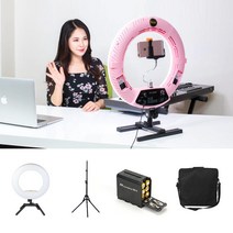 오토케링 퍼펙트 세트 구성 스탠드 2종+배터리팩+가방 최적의 조합 구성 FS-480II 룩스원라이트 링라이트, 핑크