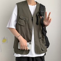 남자 남학생 주머니많은 얇은 봄 여름 조끼 베스트