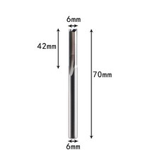 Xuhan 3.175mm 4mm 6mm 8mm 생크 2 플루트 텅스텐 카바이드 엔드 밀 CNC 라우터 비트 조각 스트레이트 슬롯 밀링 커터, 1PCS, 6X42X70