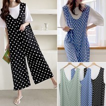 러브포텐 여성 와이드 도트 점프슈트 아이스 쿨 도트땡땡이 점프수트 여름팬츠