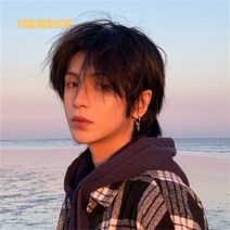 남자통가발 장발가발 울프컷가발 단발가발 패션가발Hiuha 증정, A ONE SIZE