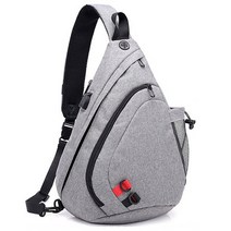 슬링 슬링가방 슬링숄더백 럭셔리 대형 숄더백 남성용 가죽 크로스 오토바이가방 여행 방수 피노 가죽가방 홀스터 패션 남성비즈니스대용량 usb 다기능 캐주얼 야외 메신저바디가방, 밝은 회색