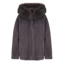 베스띠벨리 [2019 털코트 66% 할인][무료배송] 후드 페이크 폭스 퍼 윈터 그레이 하프코트 회색 여우털코트