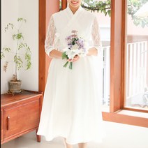 다래원한복 생활한복 설백 레이스한복 원피스 셀프웨딩 철릭