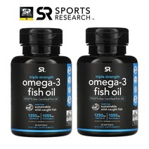 [2통 묶음] 스포츠리서치 rTG 오메가3 피쉬오일 트리플 스트렝스 1250mg 30정 2통 알티지 고약사 EPA 오마비 EPA DHA 도코사헥사엔산 이피에이 에이코사펜타엔산, 2개