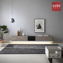 GVEN 지벤 뉴 노르마니 LED 유리도어 거실장 GL, 그레이, 블랙월넛