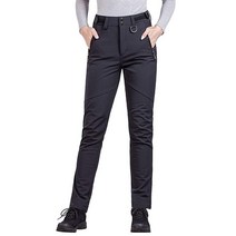 프리솔져 아웃도어 여성용 스노우 스키 팬츠 소프트 쉘 플리스 안감 방수 캠핑 하이킹 팬츠(다크 블랙 27W/32L)