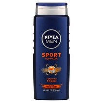 Nivea (니베아) Nivea 남성용 스포츠 바디 워시 탠저린 & 페퍼 500ml(16.9fl oz), 4개