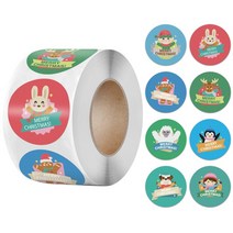 라벨기 귀여운 프린팅 라벨 미니 100-500pcs 6 디자인 1 Inch 크리스마스 테마 인감 레이블 스티커 DIY 선물 베이킹 패키지 봉투 편지지 장식, 10 QY703-100pcs