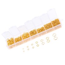 GHSHOP 1500 pcs 목걸이 수리를위한 오픈 점프 링 발견 키트 플라스틱 상자가있는 diy 공예, 설명, 설명, 골드