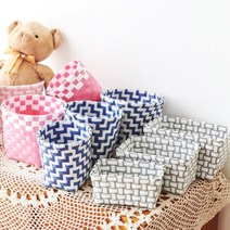 [바보사랑] DS-S323 PVC 짜임 바스켓 3P세트 카페 소품 바구니, 컬러:블루(원형), 상세 설명 참조