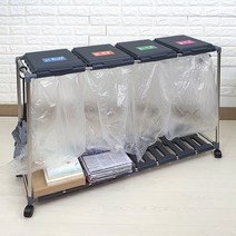 제이에스JS 분리수거함 블랙 그레이 비닐 50매 증정 2단 3단 4단, 3단 그레이, 1개