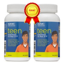 GNC teen Multivitamin For Boys 틴 멀티비타민 남자 청소년 120정 2개, 2병
