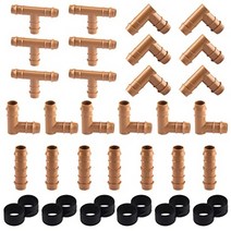 28pcs 12 in 똑 관개 피팅 키트 관개 튜브 부품 가시 커넥터 포함 10 커플 링 6 티 6 팔꿈치 6 엔드 캡 정원 드립 또는 스프링클러 시스템 용 드립 라인 커넥터