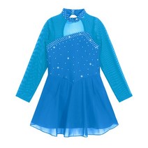 피겨연습복 피겨 스케이트 복 드레스 의상 어린이 소녀 피규어 스케이팅 댄스 드레스 발레 체조 레오타드, 05 Sky Blue_03 8