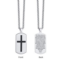 남성 패션 목걸이 Cross Bible Dog Tag for Men Engraved Christ Prayer Quotes Necklace S [G00177933]
