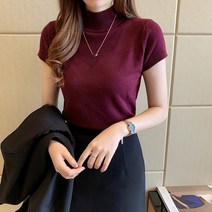 Ogfaour여성 니트티 반폴라 캡소매 반팔 편하고 예쁜 데일리룩