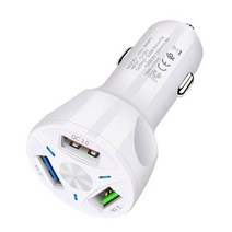 블루투스동글이 차량 블루투스 연결 차량용 리시버 동글 4 포트 usb 용 충전기 48w 빠른 15a iphone xiaomi mi 10 mate 40 자동차의 휴대 전화 충전기, 흰색 3 포트