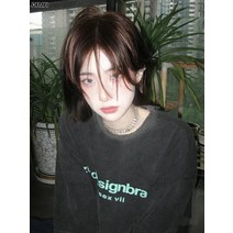 DFMEI 루즈 프린트 반팔 캐주얼 라운드 탑