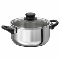 이케아 ANNONS 안논스 냄비+뚜껑 유리 스테인리스 2.8L 502.984.75, POT
