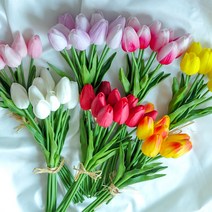 생화같은 고급 소프트 망고튤립 조화 꽃 인테리어소품 셀프웨딩 촬영 부케 10송이 7color 인테리어 소품, 튤립B-10송이, 오렌지