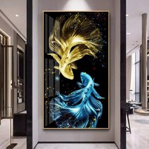 아트미니 보석십자수 재운 황금 비단 잉어 소원 금전수 금전운수 금전수 금전운수 큐빅 십자수, 80x150cm