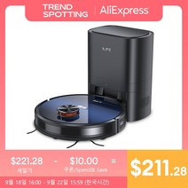 ILIFE T10s 청소 로봇 걸레 집 청소 60 일 자동 빈 스테이션 2.5L 먼지 봉투 앱 원격 제어 3000Pa 흡입, 2.EU