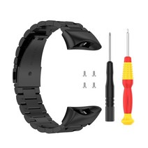 Garmin Forerunner 45/45 s 용 FIFATA 메탈 시계 밴드 Garmin swim2 스테인레스 스틸 Correa 용 팔찌 교체, 03 Black_02 Forerunner 45s