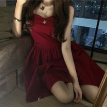 겨울뷔스티에원 레드 벨벳 끈나시 뷔스티에원피스 가을 여성의류 크리스마스 새해 자신 있다 경연 허리보정 3723135013
