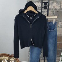 상상그이상 여성용 지퍼 가디건 골지 투웨이 후드니트 슬림핏 간절기 코디하기 좋은 포근한 캐주얼 더블지퍼 트렌디한 긴소매 페미닌 무지 니트