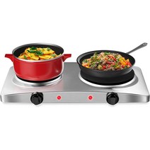 COSTWAY 더블 주철 버너 핫플레이트 스토브 인덕션 1800W, 기본