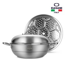 까사니 인덕션 겸용 고구마 만두 찜 냄비 스텐 대형 해물찜 찜솥 샤브샤브 전골, 까사니 스텐 찜냄비 34cm