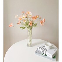 양귀비 조화 장식 피치코랄 생화같은 인테리어 수입 고급 실크플라워 카페 꽃다발 부쉬, 오렌지