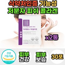 식약처인증 저분자 피쉬 어린 피시 비오틴 콜라겐 피부 보습제 바이오틴 고함량 스틱 분말 맛있는 마시는 가루 피부에좋은 영양제 펩타이드 히알루론산 비타민C 여자 여성 30대 40대, 2통, 피부콜라겐