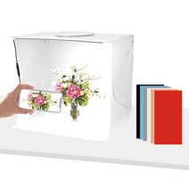 포토부스 촬영용턴테이블 포토박스 뒷배경 유튜브장비 Andoer 40cm 10w 접이식 미니 사진 라이트 박스 조정 가능한 밝기 배경막 전화 클립 데스크탑 삼각대 사진 촬영, 5500k 밝기