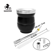 다도 티팟 세트 Yerba 메이트 키트에는 스테인레스 조롱박 컵 5 온스 및 밀짚 Bombilla 브러시 포함 숙녀와 특별, 04 MB022-165