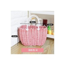 수제 위커 포장 바구니 정원 꽃 과일 모방 홈 짠 라탄 쇼핑 야채 보관 피크닉, Pink-M