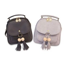 여성 태슬 포인트 인조가죽 백팩 미니 가방