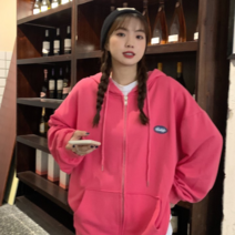 데이홀릭 여성용 가을 겨울 맨투맨 몬테 데일리 루즈핏 후드집업