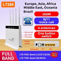 네트워킹 Lte 홈 3G 4 외부 안테나 모뎀 CPE RJ11 음성 메쉬 무선 4G Wifi 라우터 Sim 카드 슬롯 RJ45 포트 LT280, [01] EU 플매트 카펫 러그, [03] Europe Version RJ11
