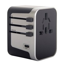 넥스원 최신형 해외여행 5포트 USB 5.6A 고속충전 멀티플러그 어댑터 실버, 1개