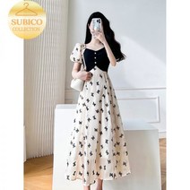 슈피코 처음처럼 한소희 원피스 빅카라 쉬폰 롱 지락실 미미 브이넥 잔꽃무늬 백예린 발리