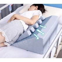 롤오버 베개 쿠션 수술 후 삼각형 간호 패드 안티 욕창 압력 통증 손과 발 링 발목, 보여진 바와 같이, 블루 니트 스트레치 패브릭 터닝 패드 [대형]