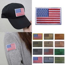 고급 성조기 벨크로 자수 와펜 패치, 화이트블랙