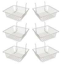 Econoco Multi Fit Epoxy Chrome Small Wire Basket for Slatwall Grid of Pegboard Commercial All Purp, 1