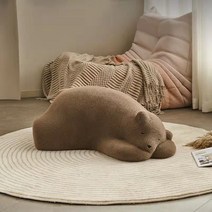 싱글소파 북유럽 잠자는 곰 게으른 소파 동물 좌석 창의적인 북극곰 어린이 의자 연예인 거짓말 등받이 베개 거실, [06] Brown fleece surface