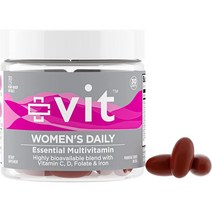 미국직구 철분이 여성 종합 비타민 vit 데일리 에센셜 비타민 이용률이 높은 칼슘 + 엽산 + 철분 서플먼트 100% 식물성 비건 소프트젤 NonGMO 글루텐 프리 무설탕, 수량, 상세참조