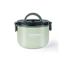 304 스테인리스강 보온 도시락통 원형 삼층 1000ml+1600ml+2200ml 스텐도시락통 런치박스 BXGFH5, 한 층, 녹색